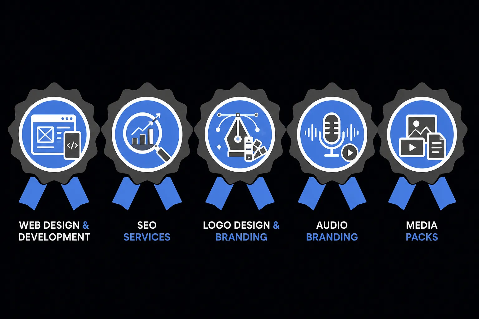 Custom badge designs by Shelby Web Company