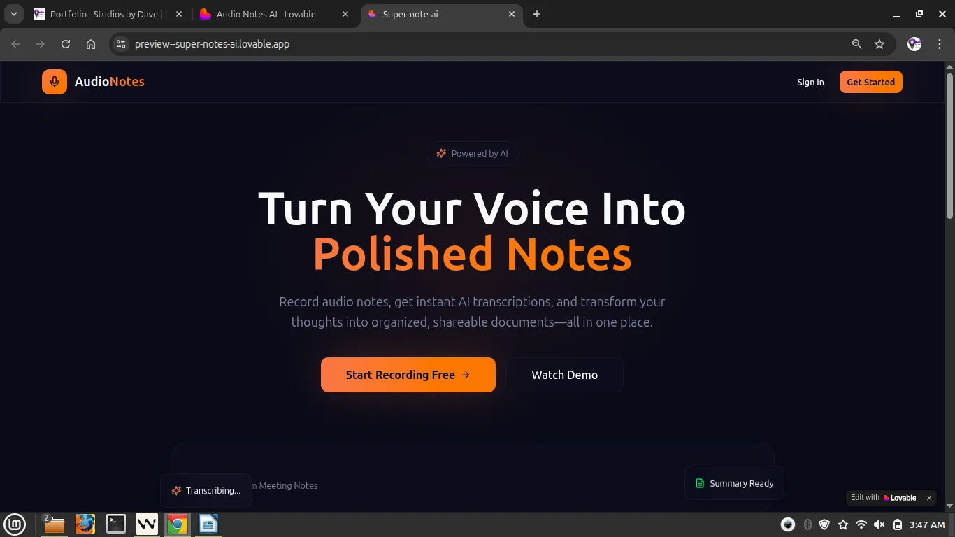 Audio Notes AI Application