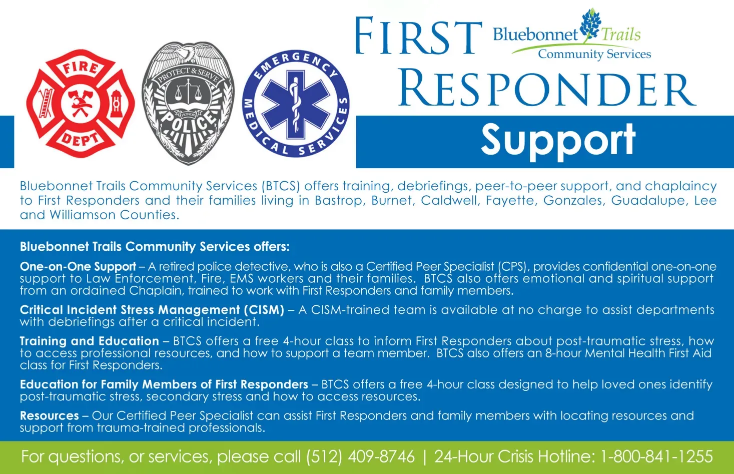 First Responder Peer Support flyer